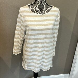 Chico's Black and Cream Patterned Top Size 2